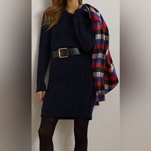 Preppy Polo Ralph Lauren Aran Cable Knit Sweater Dress